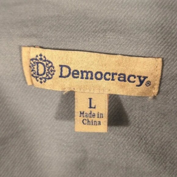 Democracy Camouflage Green Gray Cotton Spandx jacket Size Large Nwtg - Picture 2 of 8